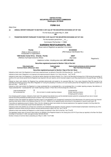 Thumbnail Darden Restaurants
 10-K Annual Report 2026
