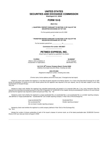 Thumbnail PetMed Express
 10-Q Quarterly Report FY 