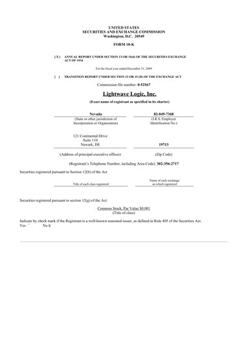 Thumbnail Lightwave Logic 10-K Annual Report 