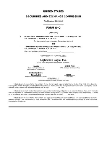 Thumbnail Lightwave Logic 10-Q Quarterly Report FY 
