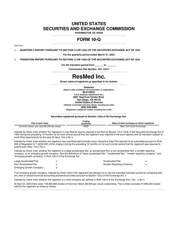 Thumbnail ResMed 10-Q Quarterly Report FY2023 