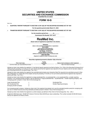 Thumbnail ResMed 10-Q Quarterly Report FY2024 