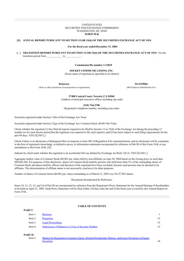 Thumbnail Socket Mobile 10-K Annual Report 