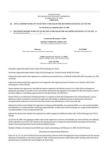 Thumbnail Socket Mobile 10-K Annual Report 