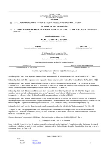 Thumbnail Socket Mobile 10-K Annual Report 