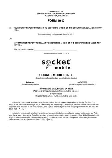 Miniature Socket Mobile 10-Q Rapport trimestriel 2017 