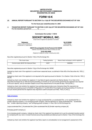 Miniature Socket Mobile 10-K Rapport annuel 2025