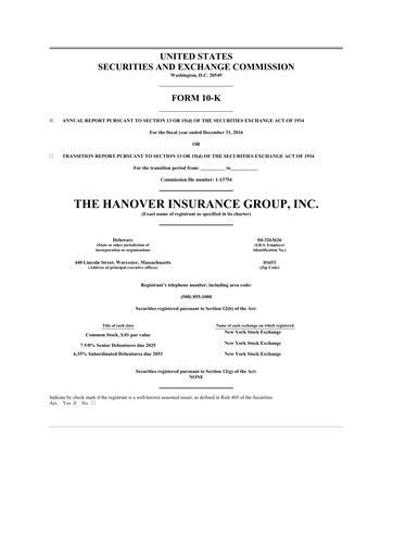 Thumbnail Hanover Insurance Group 10-K Annual Report 2016