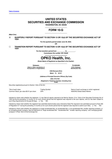 Miniature OPKO Health
 10-Q Rapport trimestriel 2022 