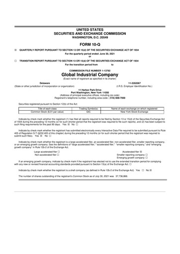 Thumbnail Global Industrial Company 10-Q Quarterly Report FY2021 