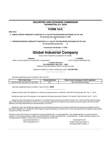 Thumbnail Global Industrial Company 10-K Annual Report 2024