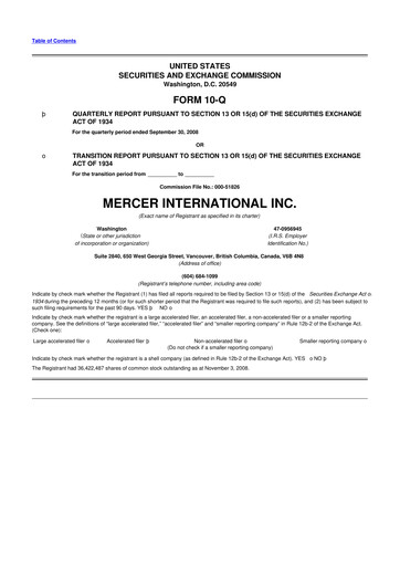 Vorschaubild Mercer International 10-Q Quartalsbericht  