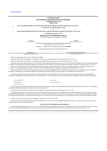 Thumbnail Service Properties Trust 10-K Annual Report 2018