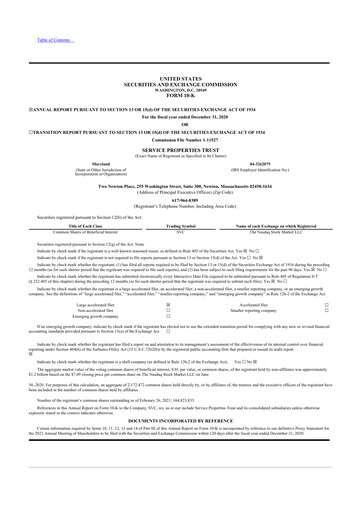 Thumbnail Service Properties Trust 10-K Annual Report 2020