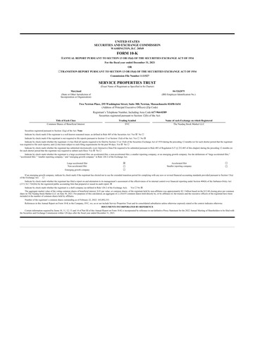 Thumbnail Service Properties Trust 10-K Annual Report 2021