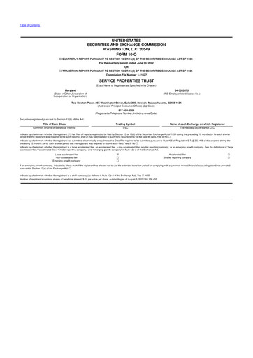 Thumbnail Service Properties Trust 10-Q Quarterly Report FY2022 