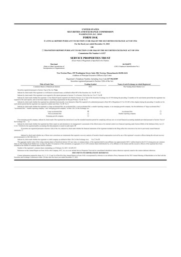 Thumbnail Service Properties Trust 10-K Annual Report 2022