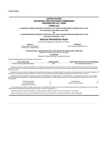 Thumbnail Service Properties Trust 10-Q Quarterly Report FY2026 