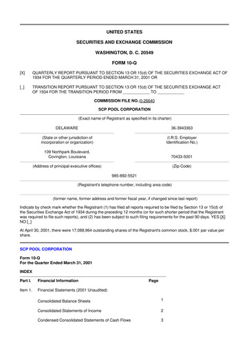 Thumbnail POOLCORP 10-Q Quarterly Report FY 
