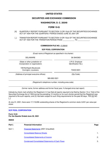 Thumbnail POOLCORP 10-Q Quarterly Report FY 