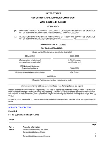 Thumbnail POOLCORP 10-Q Quarterly Report FY 