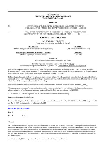 Thumbnail POOLCORP 10-K Annual Report 