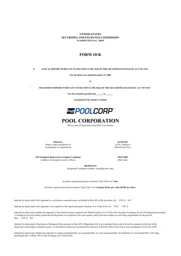 Thumbnail POOLCORP 10-K Annual Report 