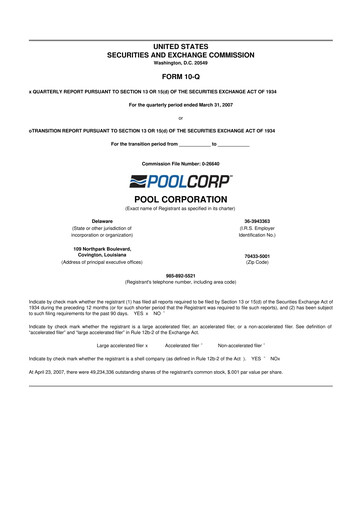 Thumbnail POOLCORP 10-Q Quarterly Report FY 