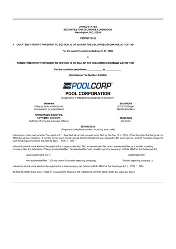 Thumbnail POOLCORP 10-Q Quarterly Report FY 
