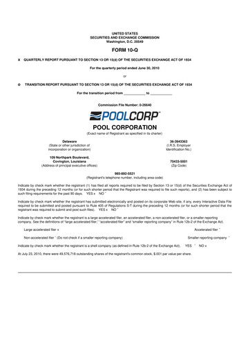 Thumbnail POOLCORP 10-Q Quarterly Report FY2010 