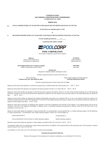 Thumbnail POOLCORP 10-K Annual Report 2011