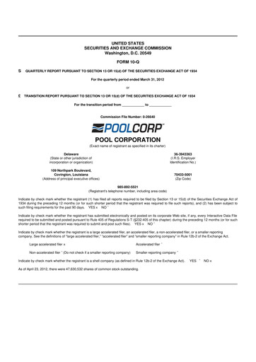 Thumbnail POOLCORP 10-Q Quarterly Report FY2012 