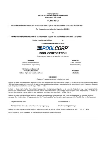 Thumbnail POOLCORP 10-Q Quarterly Report FY2012 