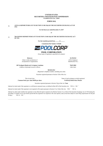 Thumbnail POOLCORP 10-K Annual Report 2017