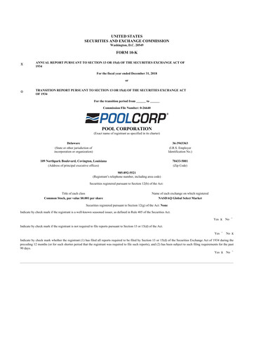 Thumbnail POOLCORP 10-K Annual Report 2018