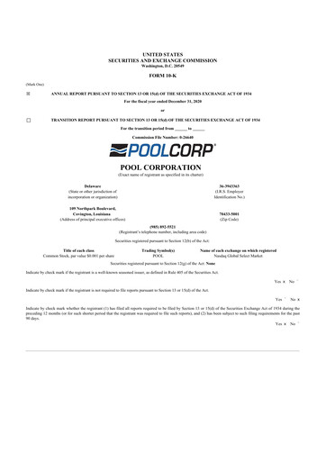 Thumbnail POOLCORP 10-K Annual Report 2020