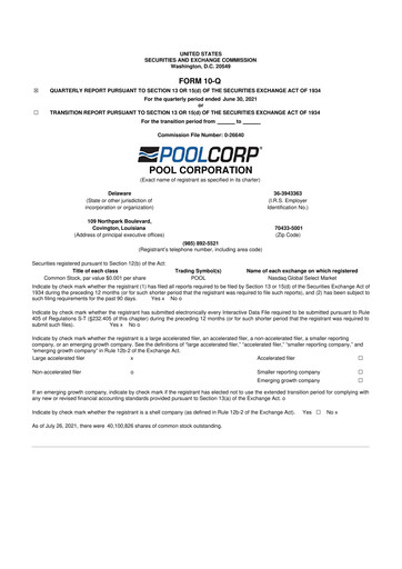 Thumbnail POOLCORP 10-Q Quarterly Report FY2021 