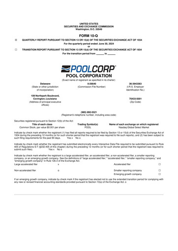 Thumbnail POOLCORP 10-Q Quarterly Report FY2024 
