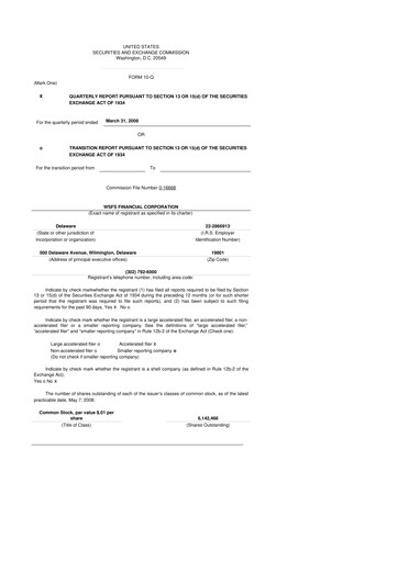 Miniature WSFS Financial 10-Q Rapport trimestriel  
