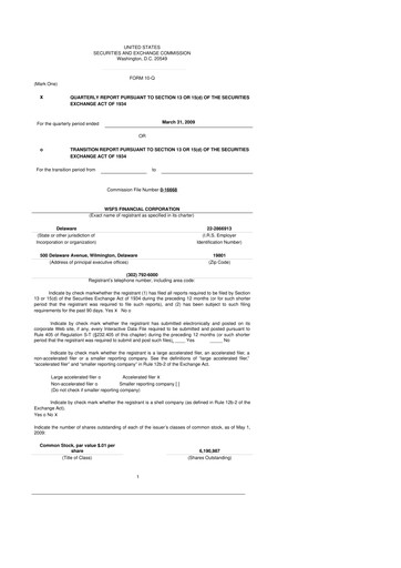 Miniature WSFS Financial 10-Q Rapport trimestriel  