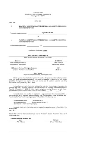 Miniature WSFS Financial 10-Q Rapport trimestriel  