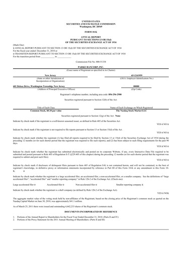 Thumbnail Parke Bancorp 10-K Annual Report 