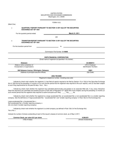 Miniature WSFS Financial 10-Q Rapport trimestriel  