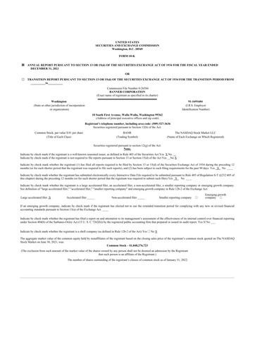 Thumbnail Banner Bank
 10-K Annual Report 2021