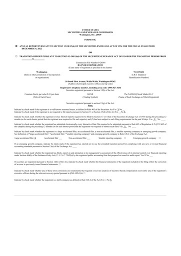 Thumbnail Banner Bank
 10-K Annual Report 2022