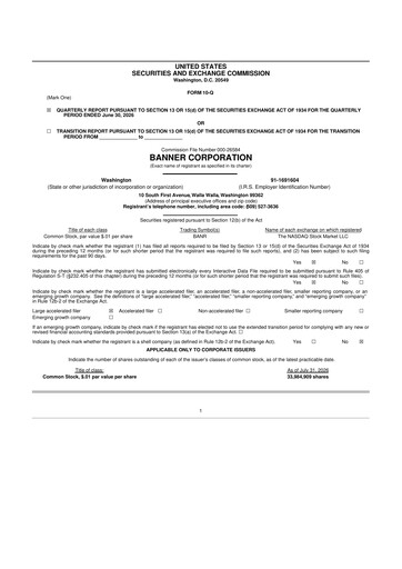 Thumbnail Banner Bank
 10-Q Quarterly Report FY2026 