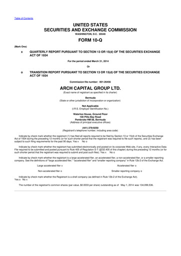 Thumbnail Arch Capital 10-Q Quarterly Report FY2014 
