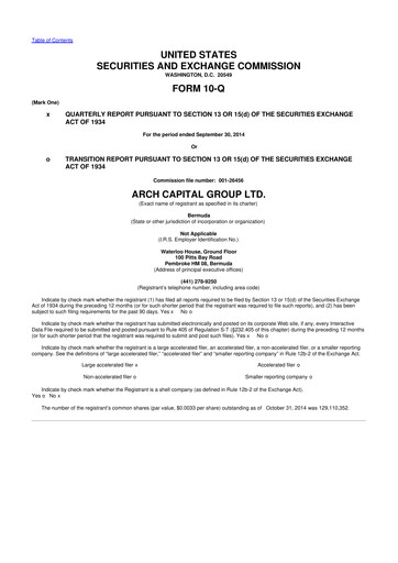Vorschaubild Arch Capital 10-Q Quartalsbericht 2014 