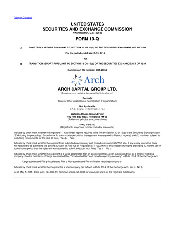 Vorschaubild Arch Capital 10-Q Quartalsbericht 2015 