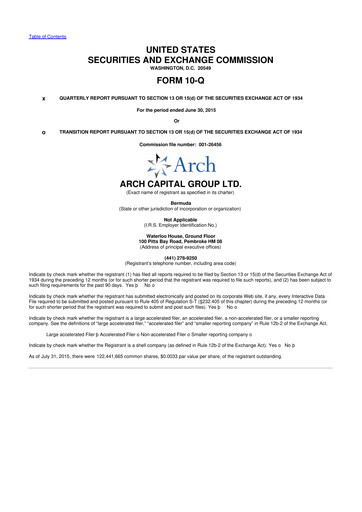 Vorschaubild Arch Capital 10-Q Quartalsbericht 2015 